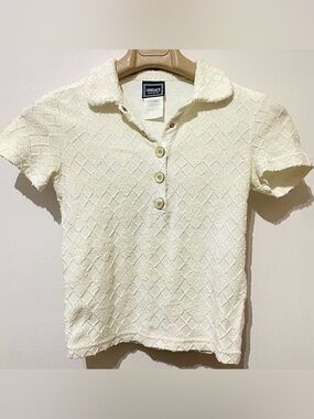 Authentic Versace Jeans 
Couture Argyle Textured Cream Crop Top